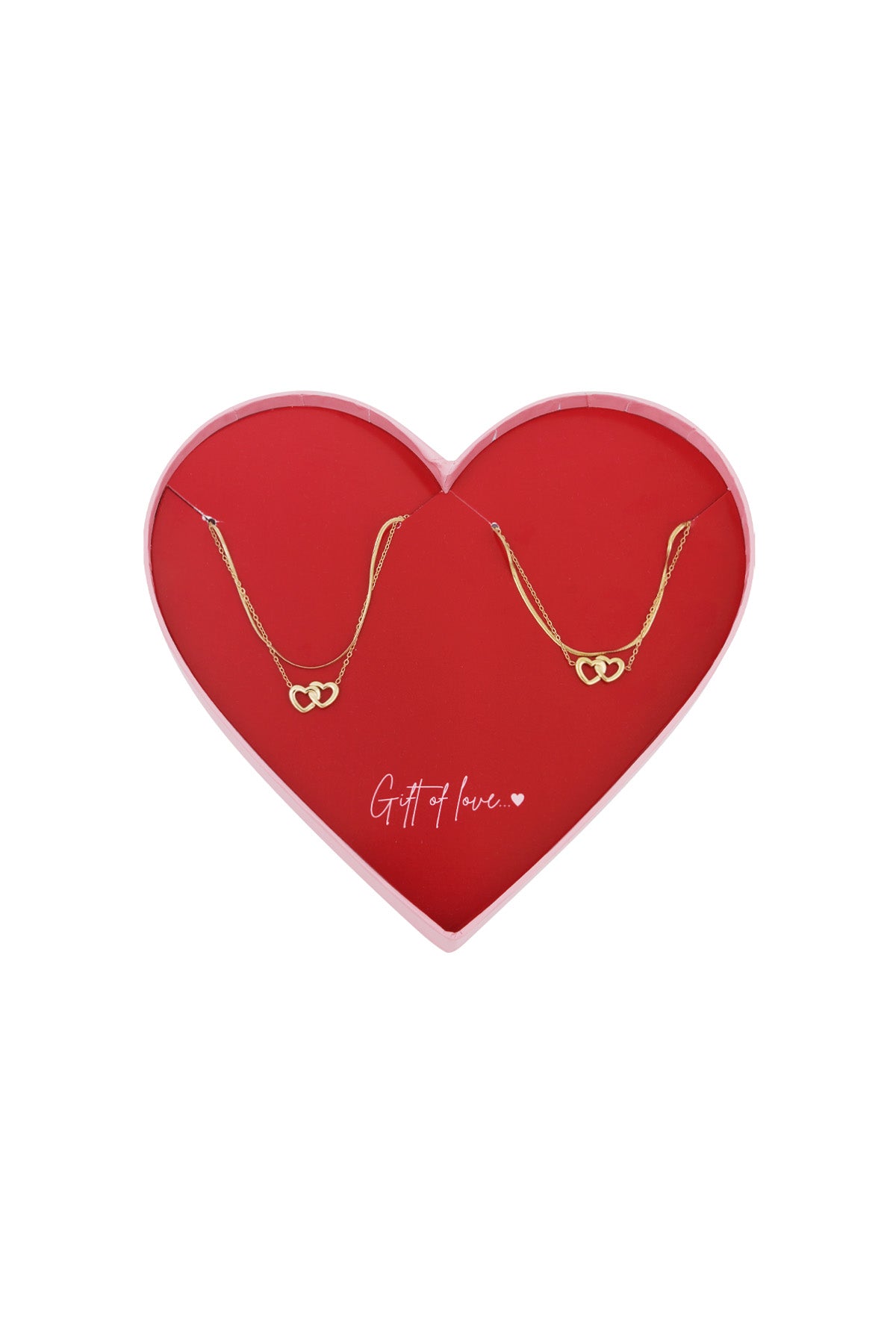 gift of love stainless steel ketting & armband connecting hearts