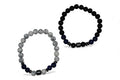 Matchende Duo Armbanden – Heren & Dames | Zwart en White Marble | Set Vriendschapsarmbanden met Blauwe Natuursteen