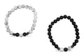 Matchende Duo Armbanden – Black & White Marble met Lava Steen | Koppel- & Vriendschapsarmbanden | Heren & Dames