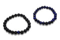 Matchende Duo Armbanden – Lavasteen & Blauwe Kralen | Koppel- & Vriendschapsarmbanden | Unisex Heren & Dames